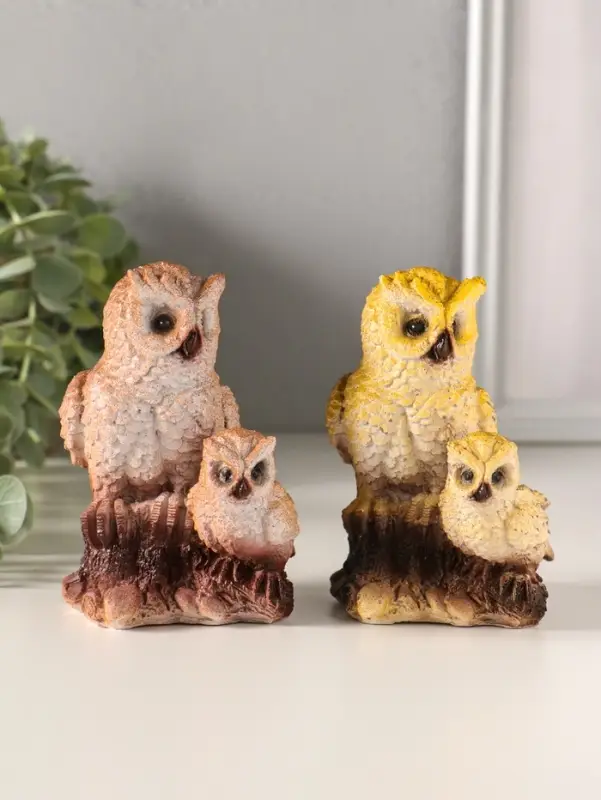 Сувенир Сова с совенком, микс 9,5х6х8 см
