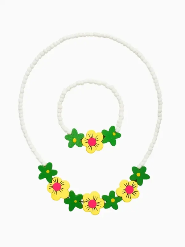 Набор детских украшений &laquo;Выбражулька. Цветы&raquo;, 2 предмета: бусы 35 см, браслет, d=5 см, цветной