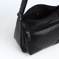 Сумка женская, кросс-боди, средний размер, на молнии, 20&times;8.5&times;15 см, чёрная