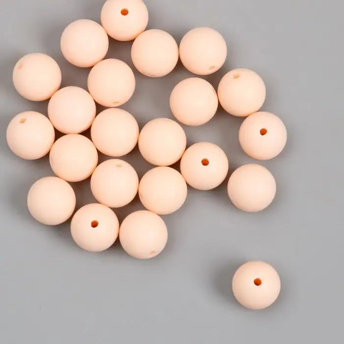 Бусины для творчества пластик "Телесный" матовые d=1,2 см набор 20 гр
