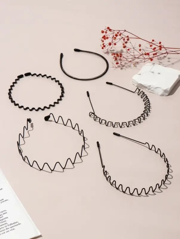 Ободок для волос "Амелия" (набор 5 шт) геометрия, чёрный