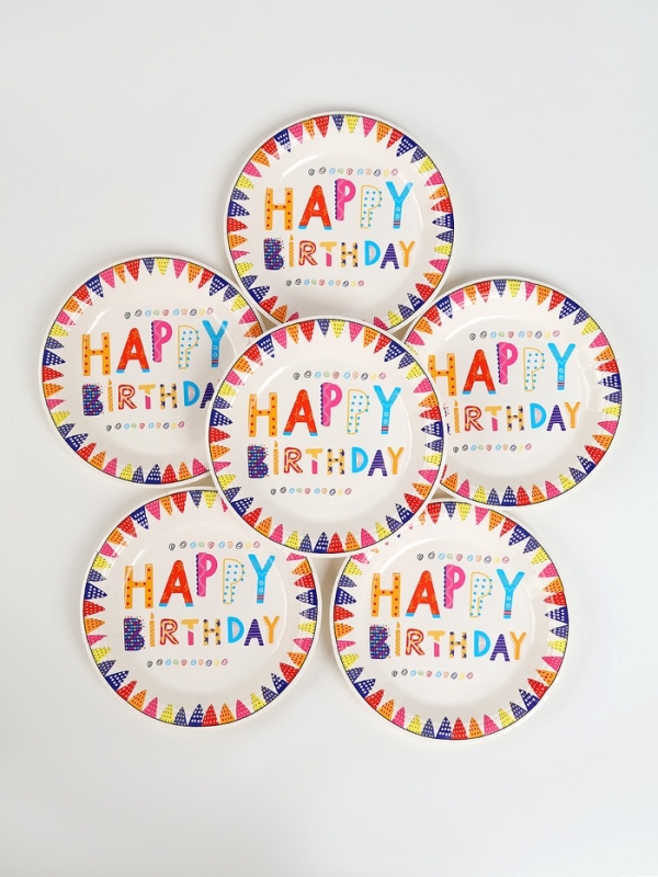 Набор бумажной посуды Набор бумажной посуды "С днём рождения", набор 12 шт.,