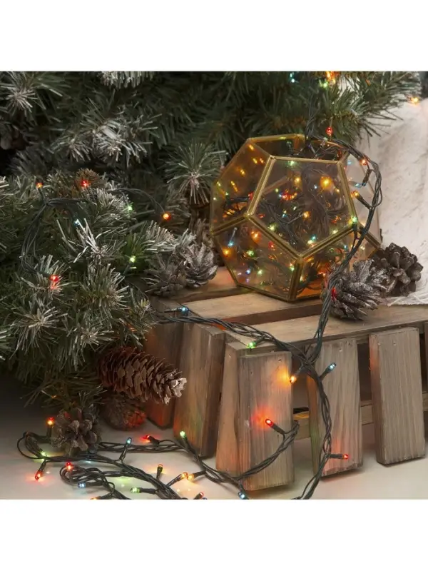 Гирлянда &laquo;Нить&raquo; 5.5 м, IP20, тёмная нить, 140 ламп, свечение мульти, 8 режимов, 220 В