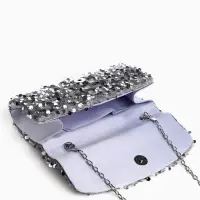 Сумка-клатч вечерняя на магните, на цепочке, с пайетками, серебристая