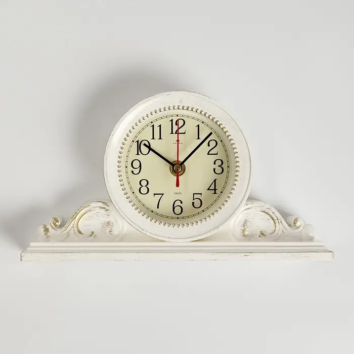 Часы настольные каминные &laquo;Милица&raquo;, бесшумные, d=9.5 см, белые