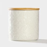 Банка для хранения сыпучих продуктов BellaTenero, 660 мл, d=10,5 см, с бамбуковой крышкой, фарфоровая, цвет белый