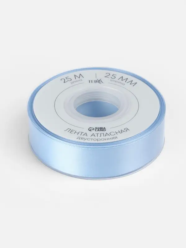 Лента атласная TEIRA, двухсторонняя, 25 мм, 25&plusmn;1 м, светло-голубая №332