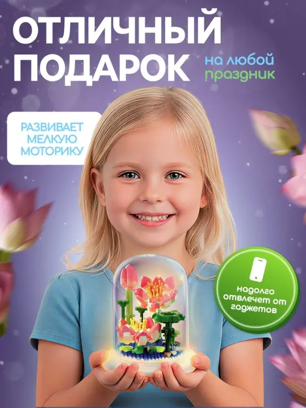 Конструктор UNICON &laquo;Mini Blocks. Лотос&raquo;, свет, 660 деталей