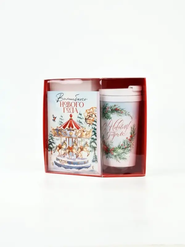 Подарочный набор: ежедневник А6 80 листов и термостакан 250 мл Подарочный набор: ежедневник А6 80 листов и термостакан 250 мл "Карусель"