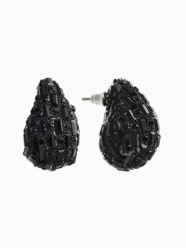 Серьги со стразами &laquo;Блеск&raquo; капля, цвет чёрный