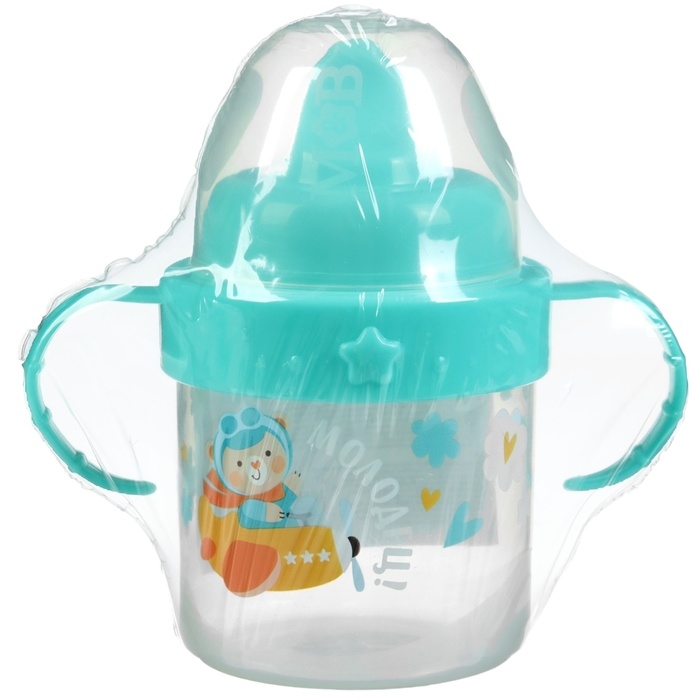 Поильник детский с твёрдым носиком «мишка», 140 мл., с ручками, цвет бирюзовый Поильник детский с твёрдым носиком «мишка», 140 мл., с ручками, цвет бирюзовый