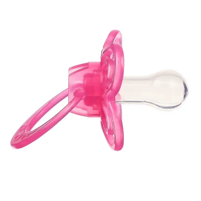 Соска - пустышка с держателем &laquo;Бабочка&raquo;, SL, КЛ +6 мес., с колпачком, розовая