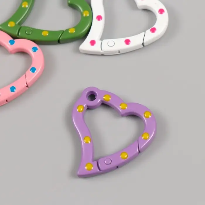 Карабин металл "Сердце в горошек" МИКС 3,2х2,8 см