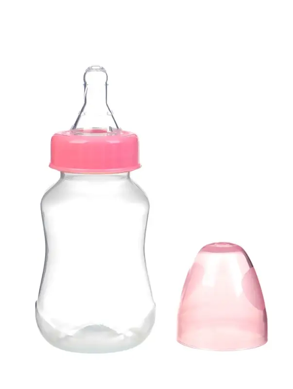 Бутылочка для кормления M&B, классическое горло, от 0 мес., 150 мл., приталенная, розовый
