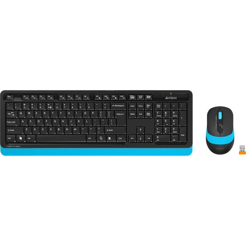 Набор клавиатура+мышь A4Tech Fstyler FG1010 кл:черн/син м:черн/син USB WLS