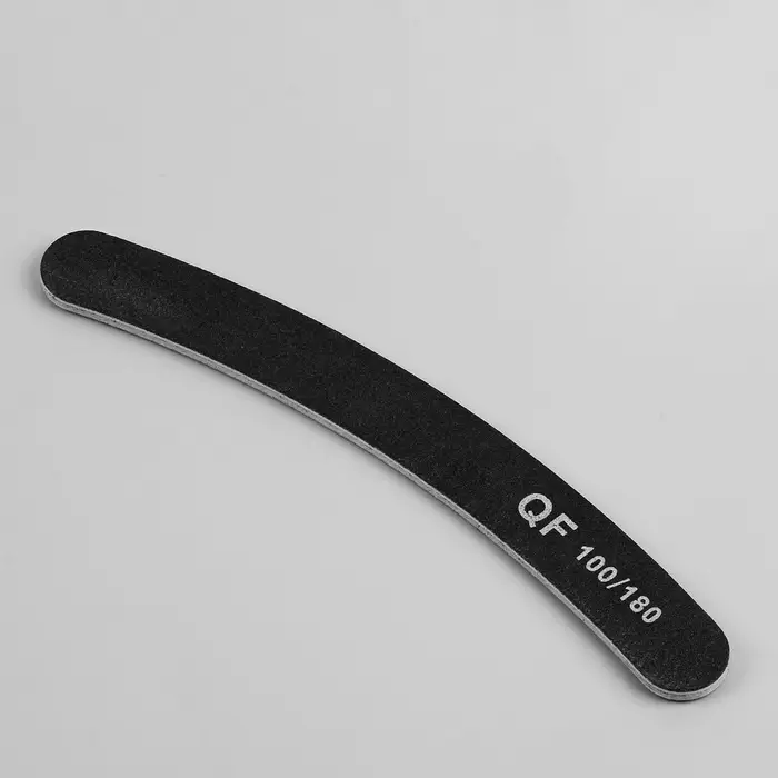 Пилка для ногтей, бумеранг, 100/180 грит, 18 см, фасовка 20 шт., чёрная