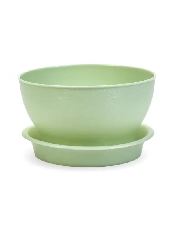 Горшок для цветов с поддоном 0,8 л d14 см h8 см "Фиалочка" зеленый