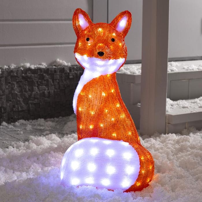 Светодиодная фигура «Лиса» 60 × 30 × 30 см, акрил, 120 LED, 8 режимов, 24 В, свечение белое Светодиодная фигура «Лиса» 60 × 30 × 30 см, акрил, 120 LED, 8 режимов, 24 В, свечение белое