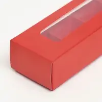 Коробка для 5 конфет, красный, 22×5.5×3.5 см