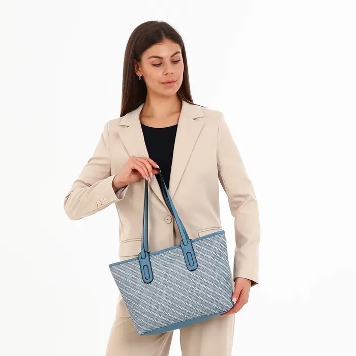 Сумка женская тоут на молнии, 30&times;11&times;25 см, голубая