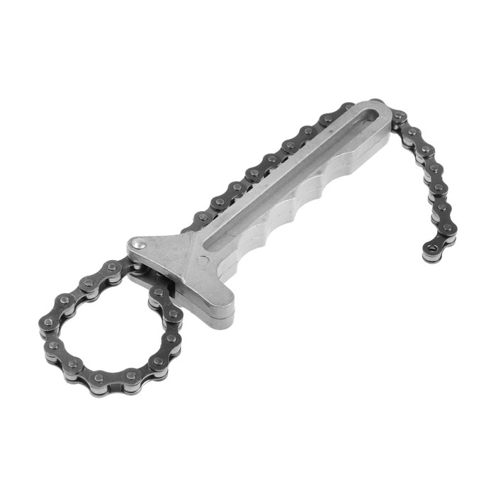 Съемник масляного фильтра ЛОМ, тип  Съемник масляного фильтра ЛОМ, тип "цепь", алюминиевая рукоятка, цепь 450 мм, до 130 мм