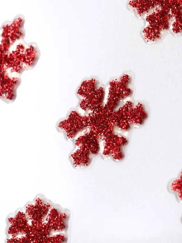 Наклейки для ногтей &laquo;Снежинки&raquo;, с блёстками, красные