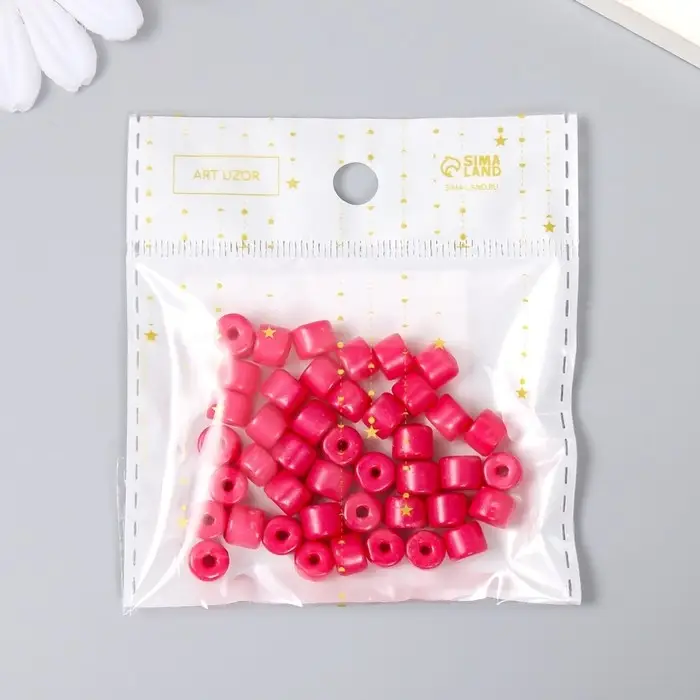 Бусины для творчества пластик цилиндр "Фуксия" МИКС  набор 20 гр 0,6х0,6х0,5 см