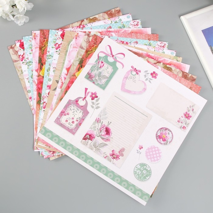 Бумага для скрапбукинга 30х30 см Бумага для скрапбукинга 30х30 см "Шебби-шик", двусторонняя, 12 листов, 12 дизайнов