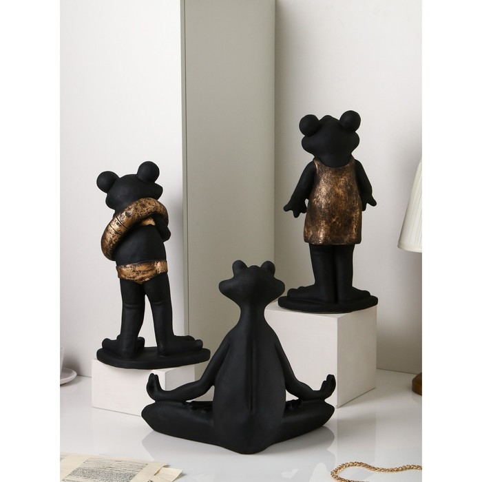 Набор фигур «Лягушки», полистоун, 38 см, цвет чёрно-золотой Набор фигур «Лягушки», полистоун, 38 см, цвет чёрно-золотой