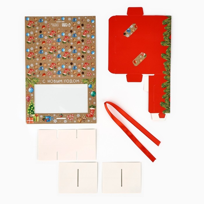 Коробка под 6 конфет с ячейками «Новогодние атрибуты» 14.8 х 9.5 х 3.5 см, Новый год Коробка под 6 конфет с ячейками «Новогодние атрибуты» 14.8 х 9.5 х 3.5 см, Новый год