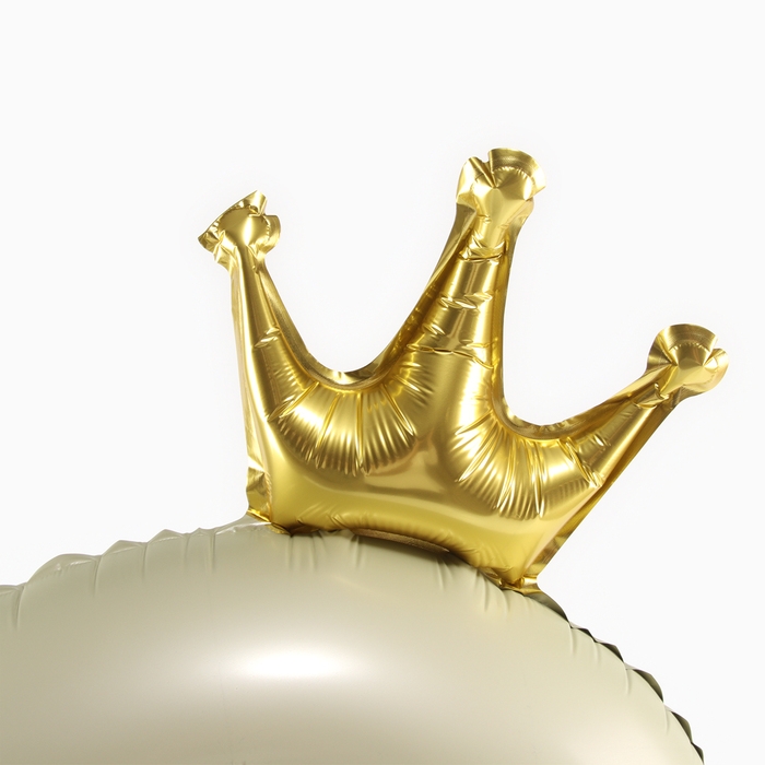 Шар фольгированный 42 Шар фольгированный 42" «Цифра 9 с короной» на подставке, цвет взбитые сливки