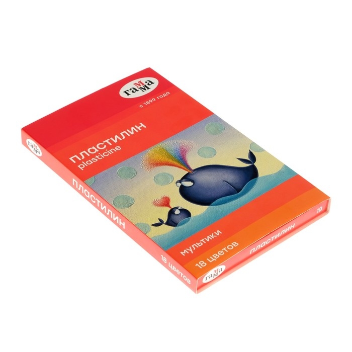 Пластилин 18 цветов 360 г, Пластилин 18 цветов 360 г, "Гамма" "Мультики", со стеком