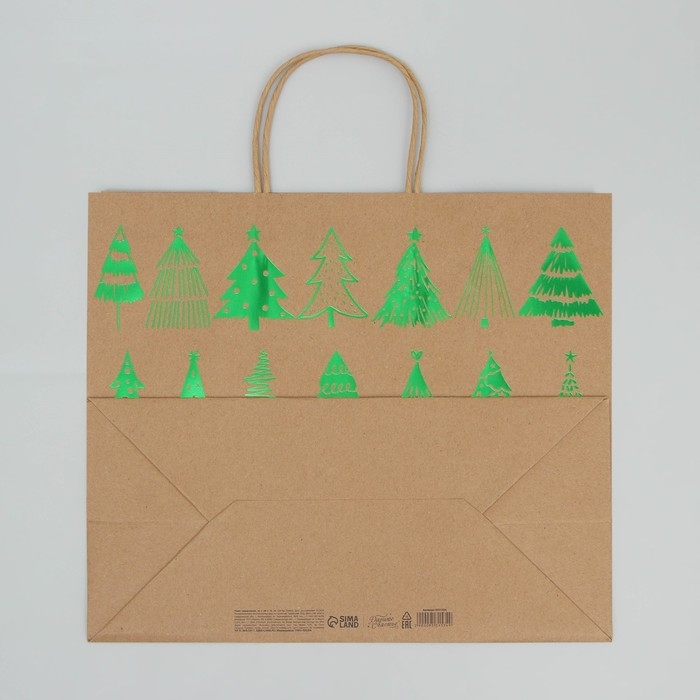 Пакет подарочный новогодний крафтовый Forest, 32 х 28 х 15 см, Новый год Пакет подарочный новогодний крафтовый Forest, 32 х 28 х 15 см, Новый год