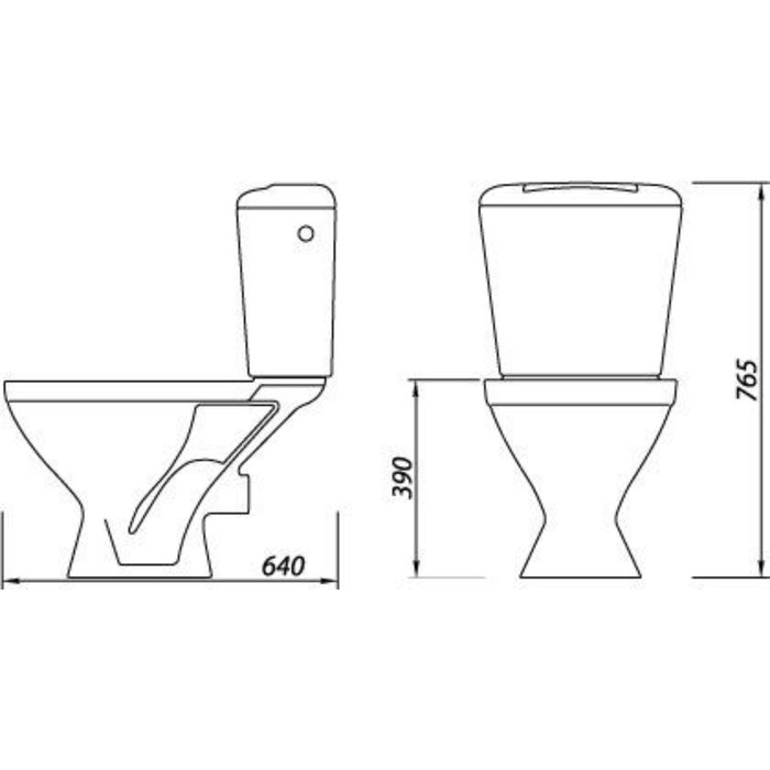 Унитаз компакт ЛЗСФ Унитаз компакт ЛЗСФ "Универсал NEW 90", нижняя подводка, прямой выпуск, сиденье,кнопка