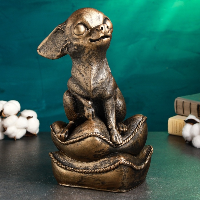 Копилка Копилка "Чихуа на подушке" 18х18х34см, бронза