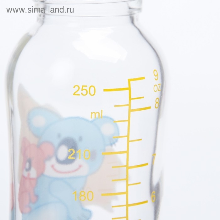 Бутылочка для кормления, классическое горло, 250 мл., от 3 мес., стекло, цвет МИКС Бутылочка для кормления, классическое горло, 250 мл., от 3 мес., стекло, цвет МИКС