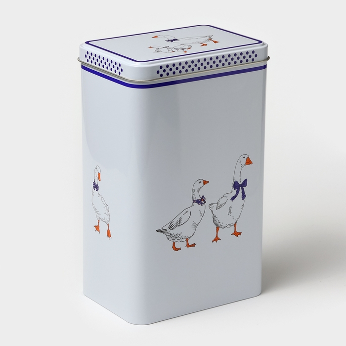 Банка для сыпучих продуктов «Гуси»,2,7 л, 13,5 х 9,5 х 21,5 см, жесть