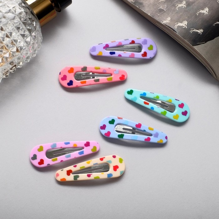 Невидимка для волос  Невидимка для волос "Беатрис" (набор 6 шт) любовь, 5 см