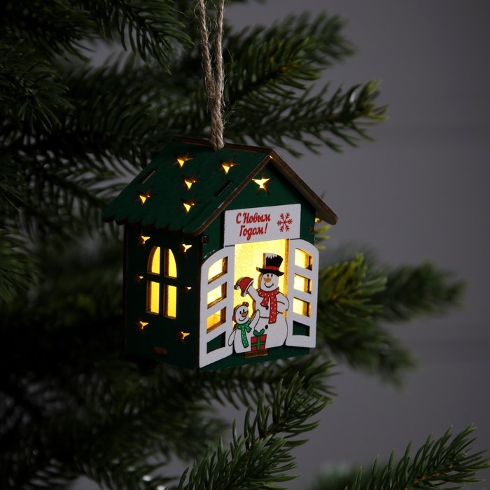 Ёлочная игрушка «Два снеговика», от батареек, свечение тёплое белое Ёлочная игрушка «Два снеговика», от батареек, свечение тёплое белое