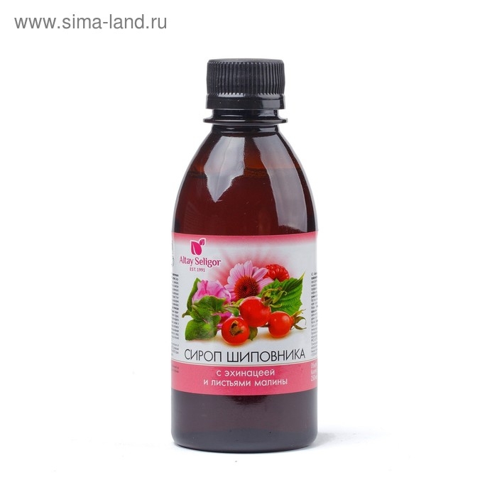 Сироп шиповника Altay Seligor с эхинацеей и листьями малины от простуды, 250 мл Сироп шиповника Altay Seligor с эхинацеей и листьями малины от простуды, 250 мл