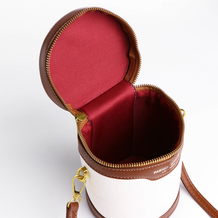 Кросс-боди на молнии, цвет белый/коричневый Кросс-боди на молнии, цвет белый/коричневый