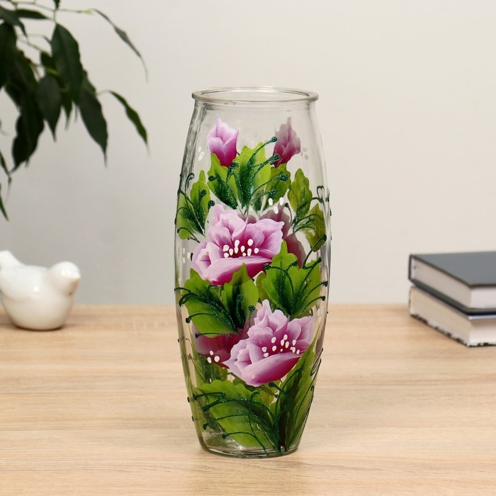 Ваза  Ваза "Эльмира" роспись на проз.стекле, d-7см 10х23 см