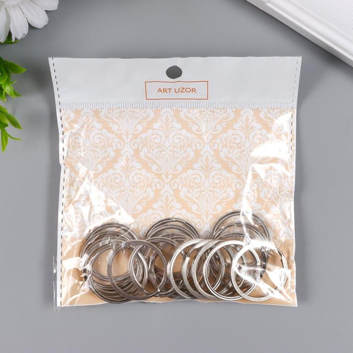 Основа для брелока кольцо плоское металл серебро 3х3 см набор 20 шт Основа для брелока кольцо плоское металл серебро 3х3 см набор 20 шт