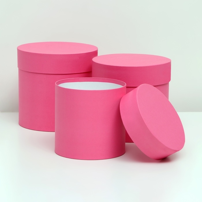 Набор шляпных коробок  3 в 1 "Розовый", 17 x 17 x 16 - 15 x 15 x 14 см