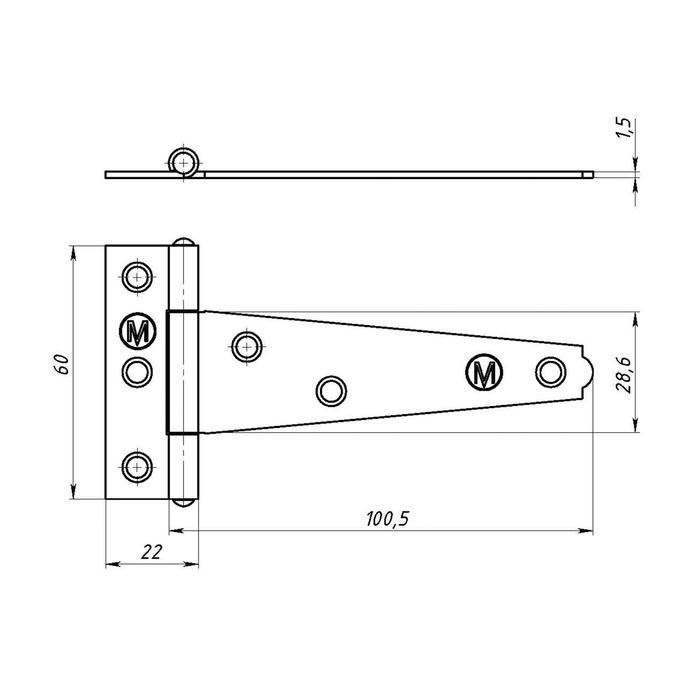 Петля стрела ПС-100, покрытие цинк Петля стрела ПС-100, покрытие цинк