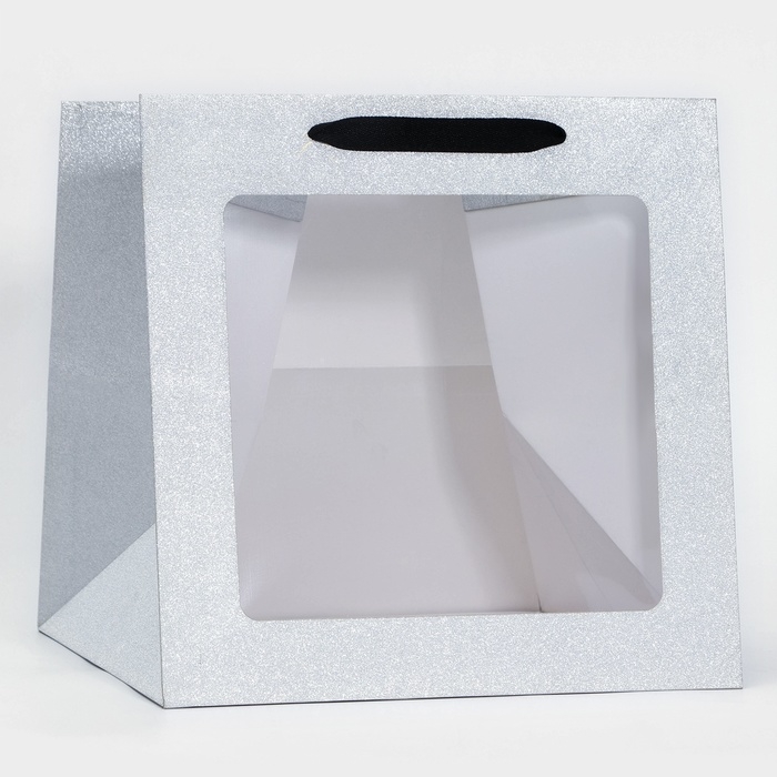 Пакет подарочный новогодний крафт с квадратным дном и окном, 30 х 30 х 30 см. Пакет подарочный новогодний крафт с квадратным дном и окном, 30 х 30 х 30 см.