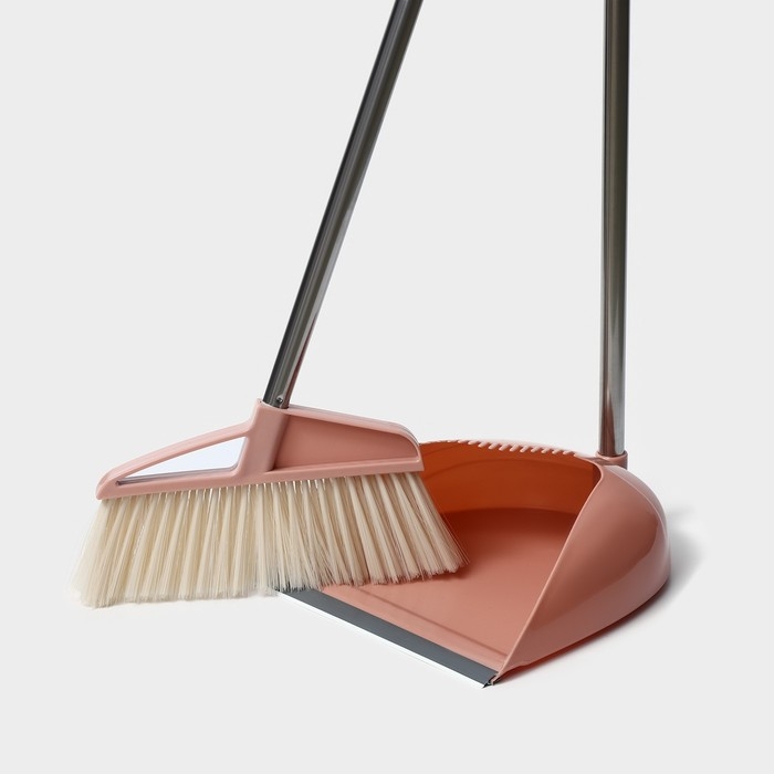 Щётка для пола Доляна: щётка 23×88 см, совок 26×26×73 см, цвет бежевый Щётка для пола Доляна: щётка 23×88 см, совок 26×26×73 см, цвет бежевый
