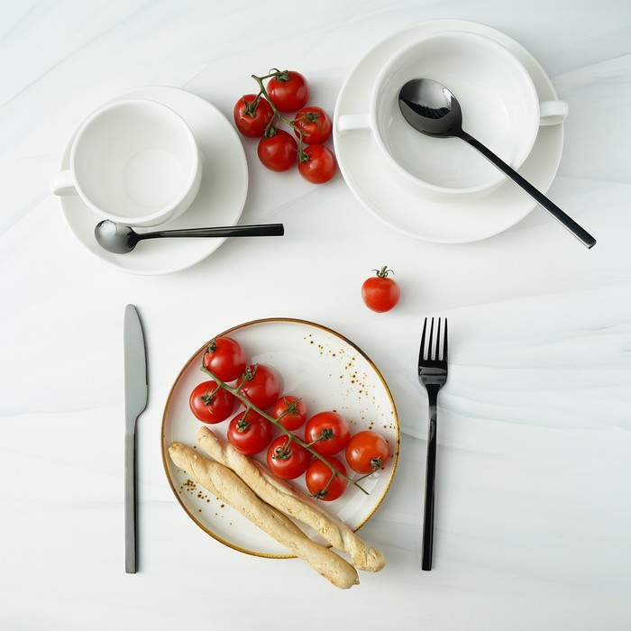 Столовые приборы из нержавеющей стали Magistro «Оску стандарт», 4 предмета, цвет чёрный Столовые приборы из нержавеющей стали Magistro «Оску стандарт», 4 предмета, цвет чёрный