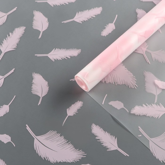 Пленка для цветов, матовая,"Перья", розовый, 0,6 х 9м ±5%