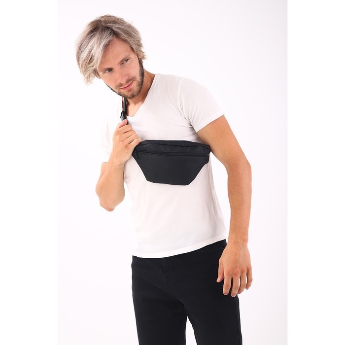 Поясная сумка на молнии, цвет чёрный Поясная сумка на молнии, цвет чёрный